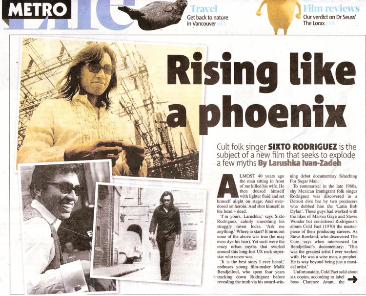 Searching For Sugar Man Feature - Metro - 27 July 2012