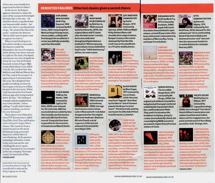 Rodriguez - Word - Searching For Sugar Man Feature - August 2012