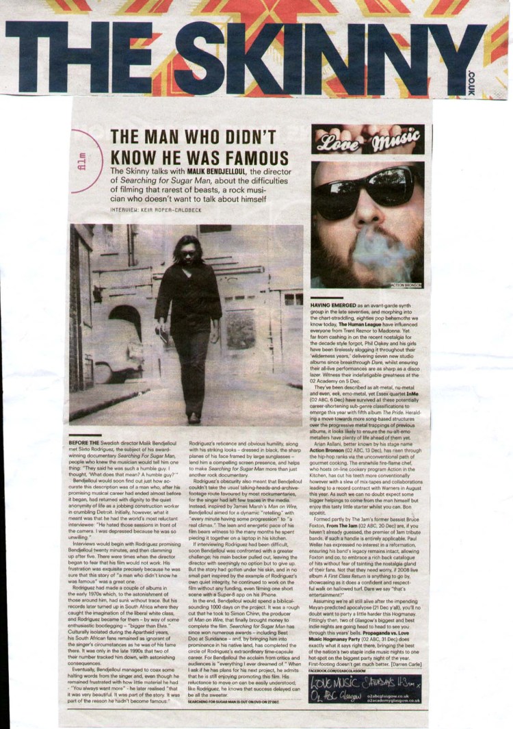 The Skinny - Searching for Sugar Man - December 2012