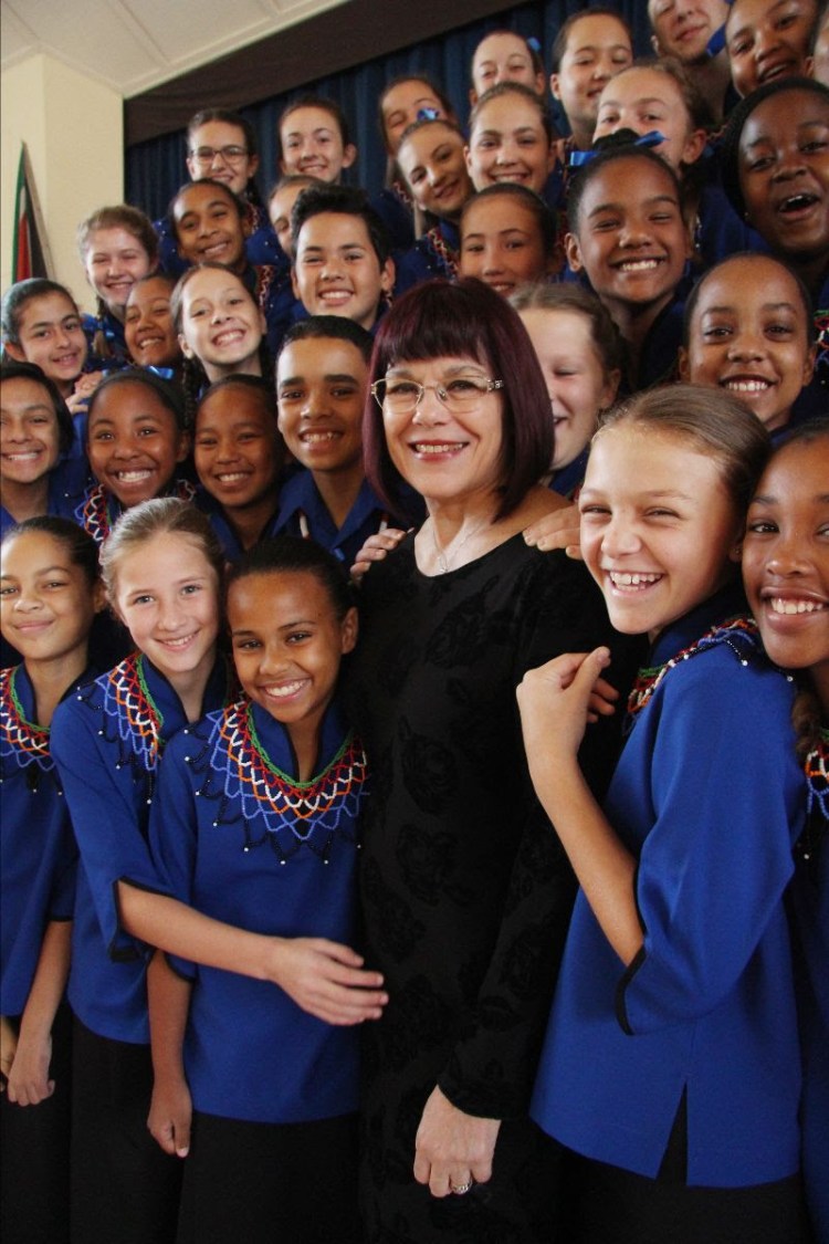Karina Erasmus, conductor, with members of the Tygerberg Children's Choir