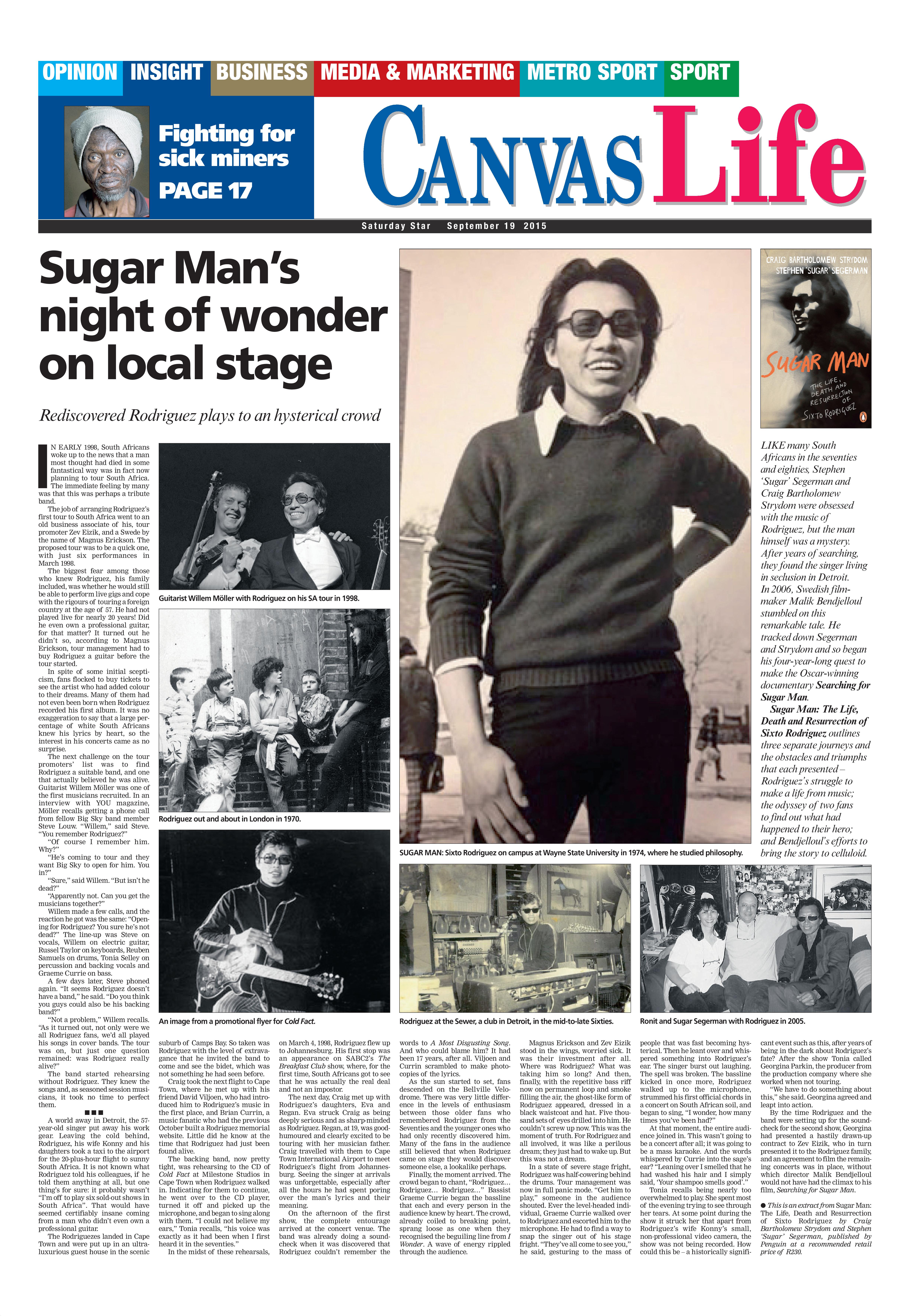 Sugar Man’s Night Of Wonder On Local Stage | Saturday Star, 19 September 2015